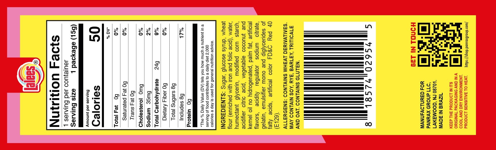Old back-of-pack label with cramped yellow nutrition panel