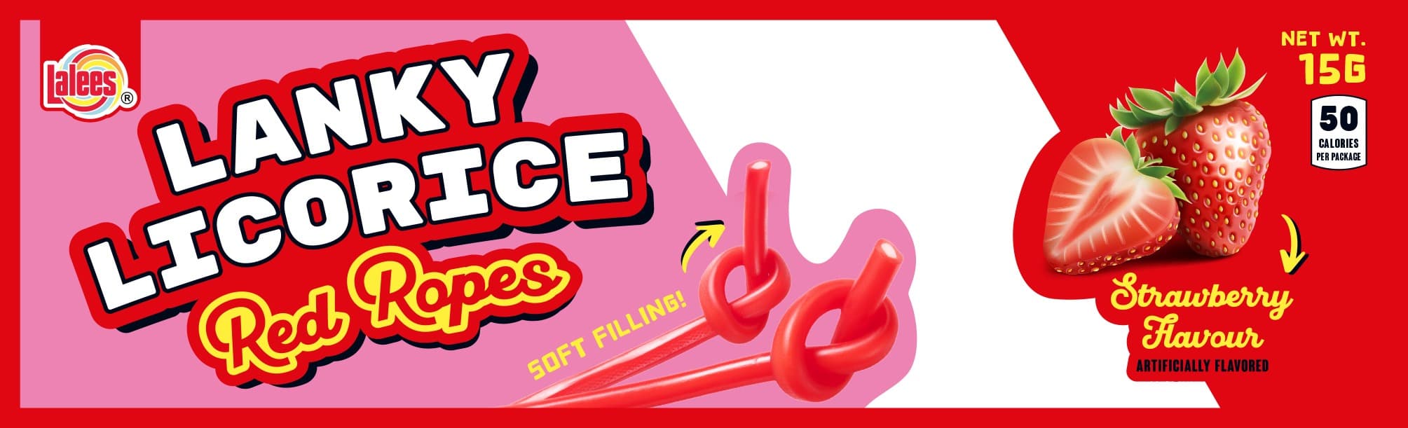 Old front-of-pack label artwork in pink with bubble lettering