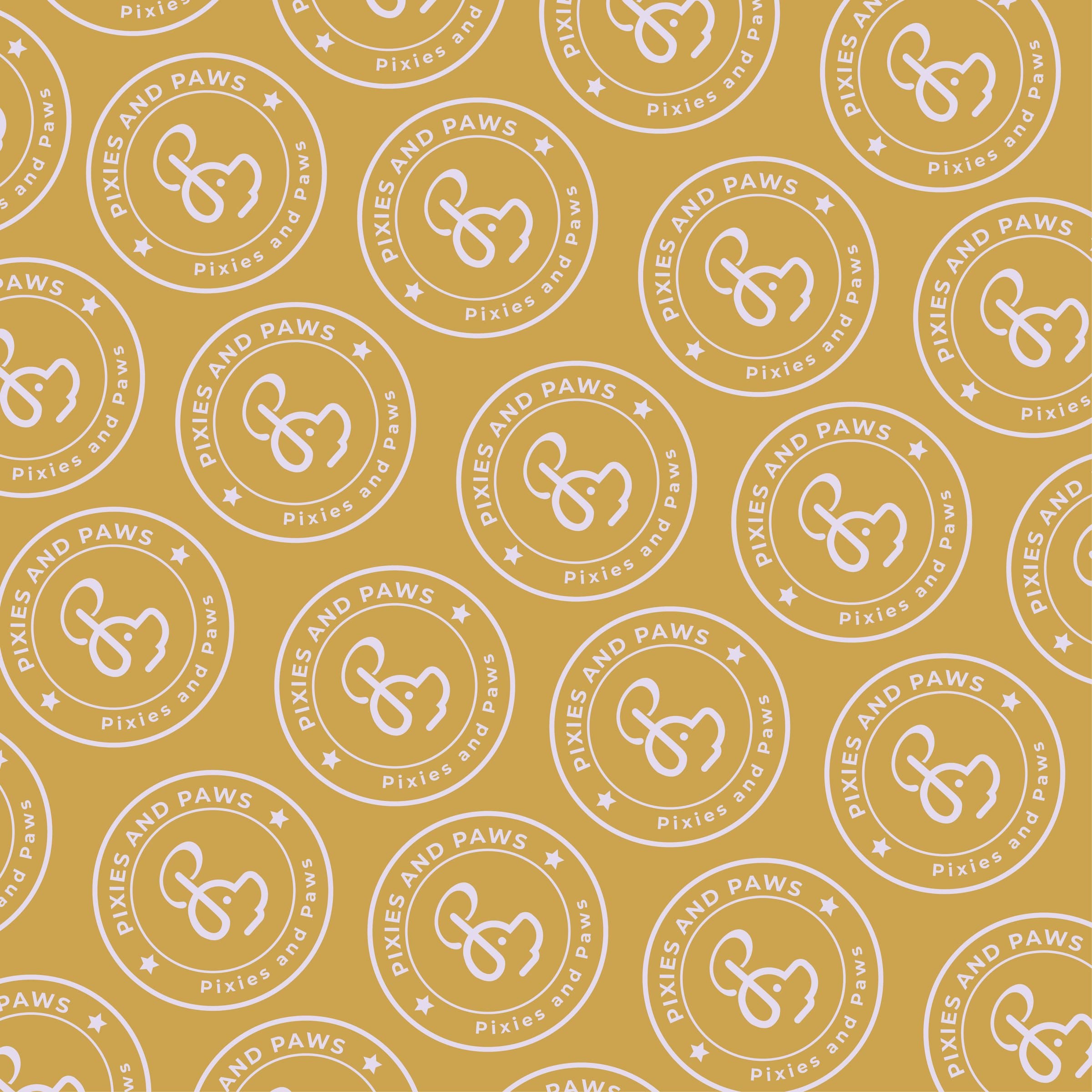 Repeating badge pattern on gold