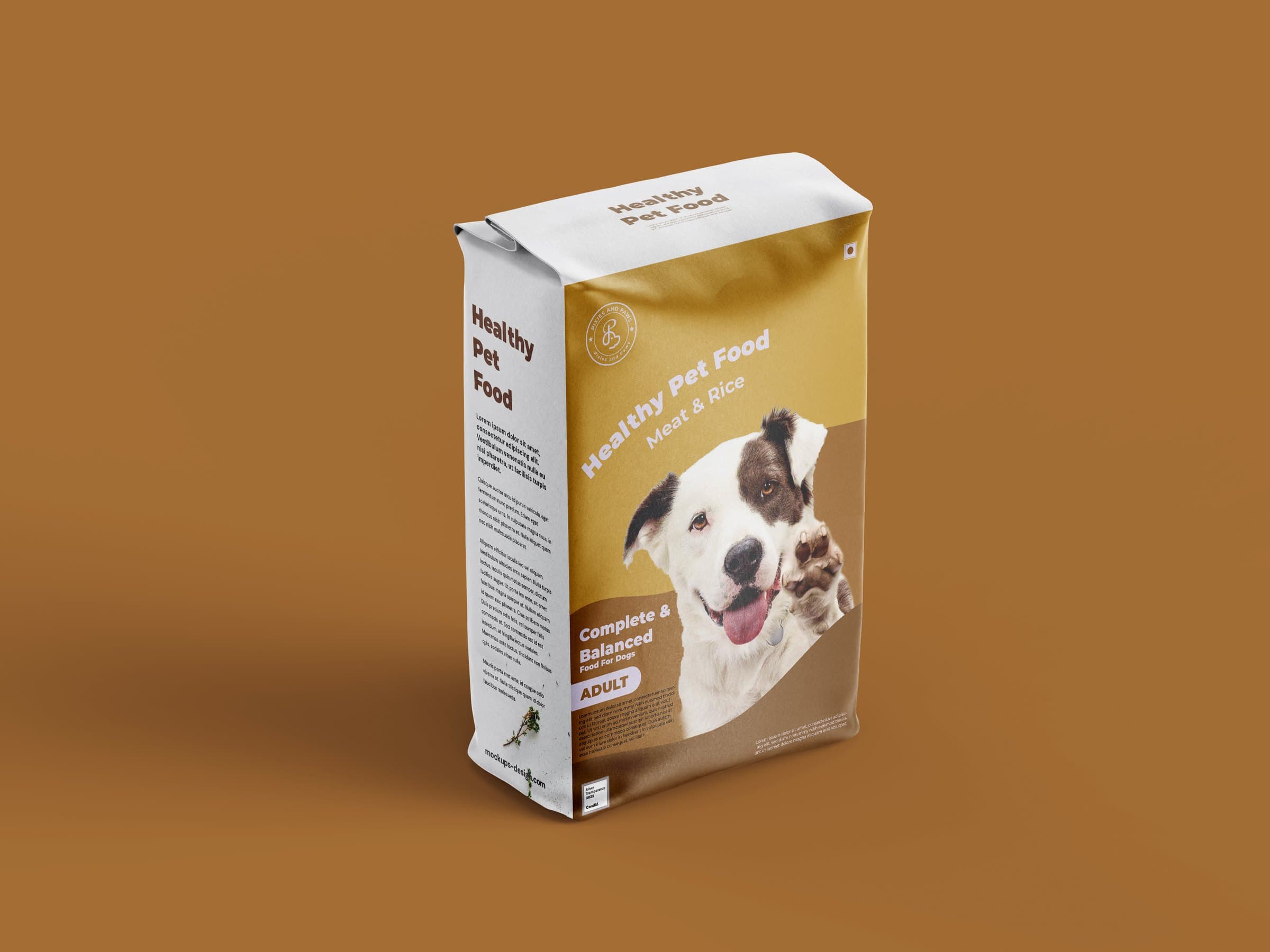 Branded pet food pouch mockup